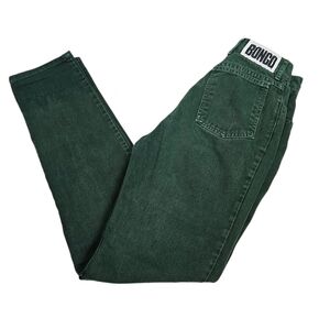 Vintage 90s Bongo Forest Green High Waisted Tapered Leg Jeans Size 3 Juniors W35